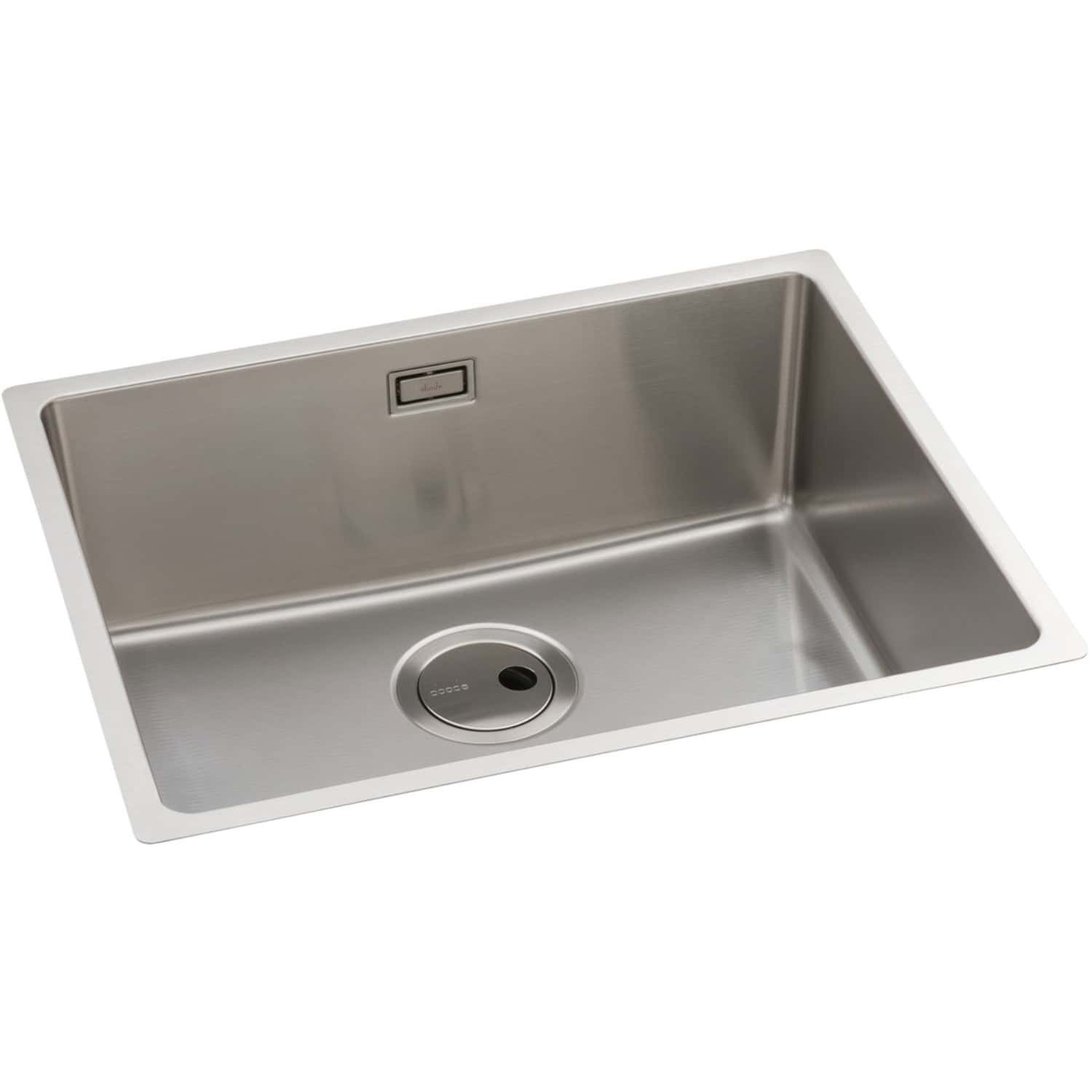 Stainless steel undermount kitchen sink with modern design, durable material, and integrated drain. Perfect for contemporary bathrooms and kitchens, offering easy cleaning and corrosion resistance.