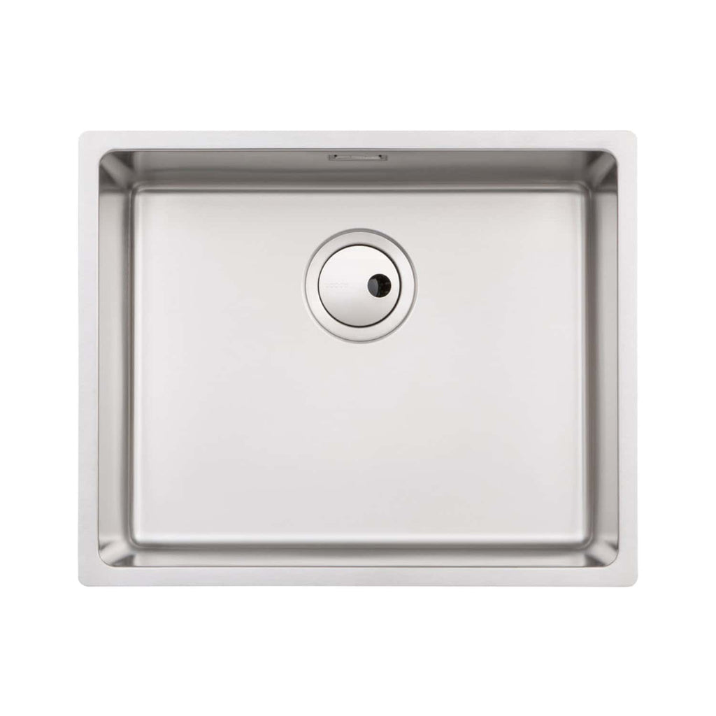 Stainless steel kitchen sink with single bowl, modern design, ideal for contemporary bathrooms and kitchens, durable and easy to clean for home improvement.