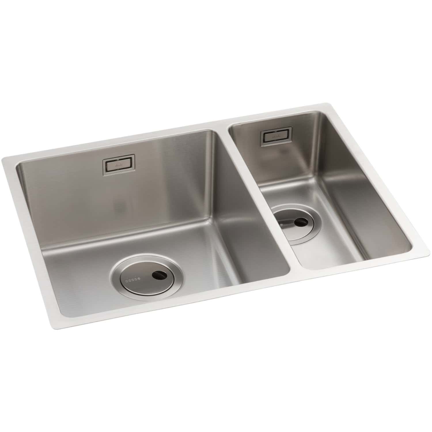 Stainless steel double kitchen sink with integrated draining boards, ideal for modern bathrooms and kitchens, offering durability and easy maintenance. Perfect for sleek, functional bathroom design.