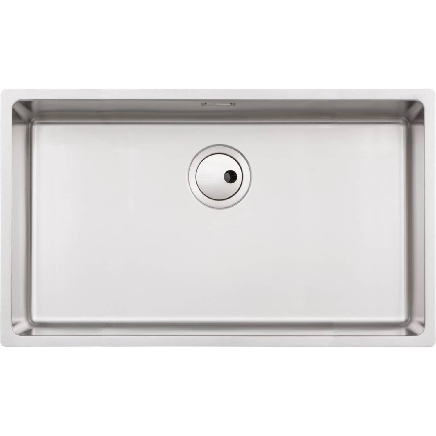 Stainless steel kitchen sink with single bowl and modern design, ideal for contemporary bathrooms and kitchens, featuring durable construction and easy-to-clean surface.
