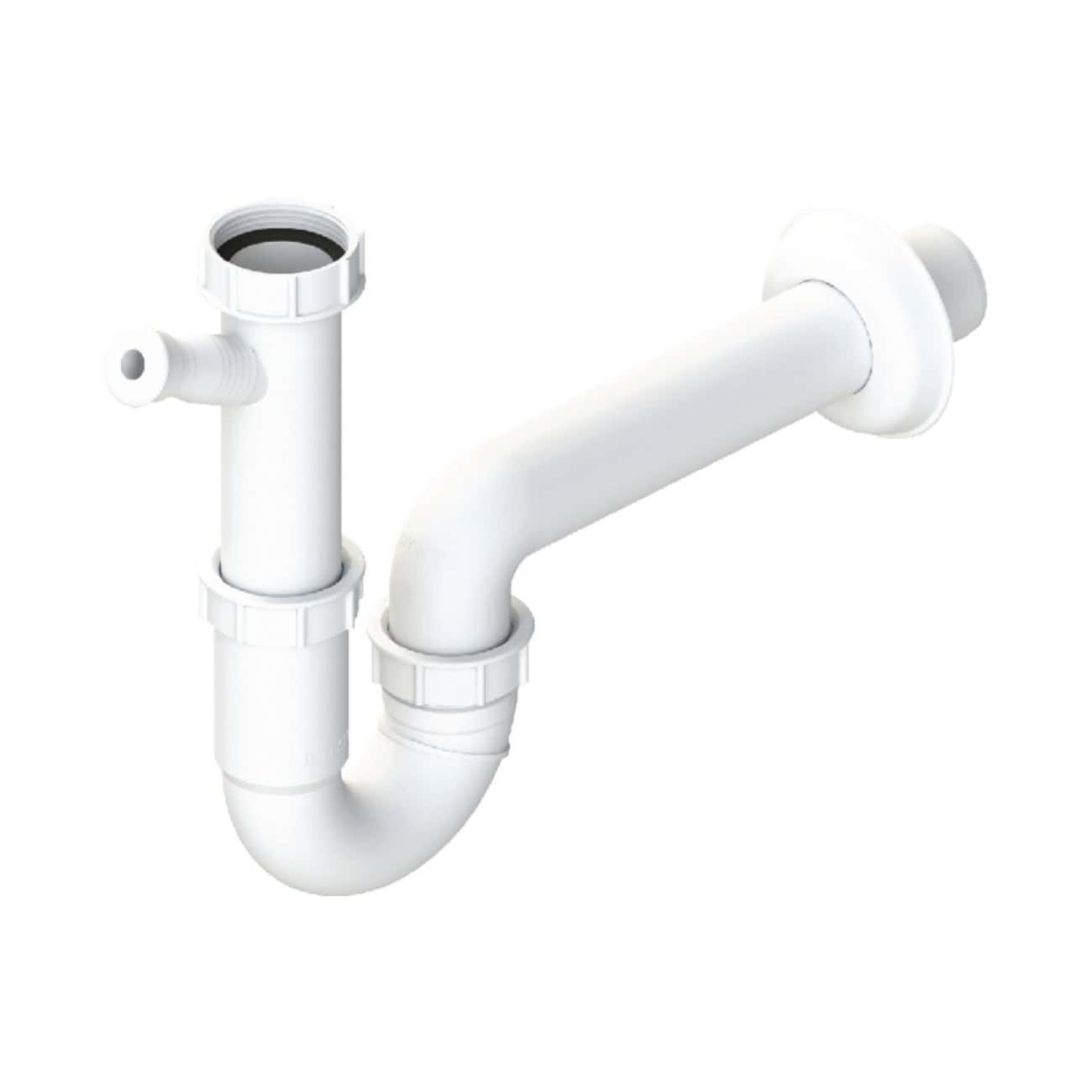 White PVC bathroom sink pipe with connectors and elbow joint, suitable for plumbing installations and repairs. Perfect for modern bathroom drainage systems.