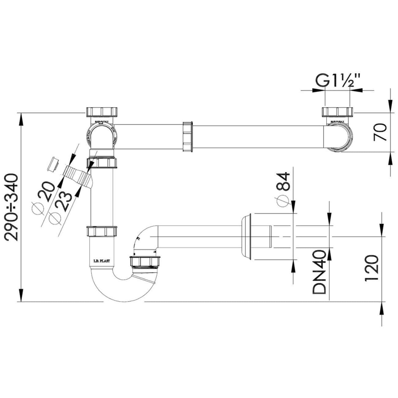 High-resolution technical plumbing diagram for Bubly Bathrooms, featuring pipe dimensions, fittings, and layout details to ensure optimal bathroom plumbing design and installation.