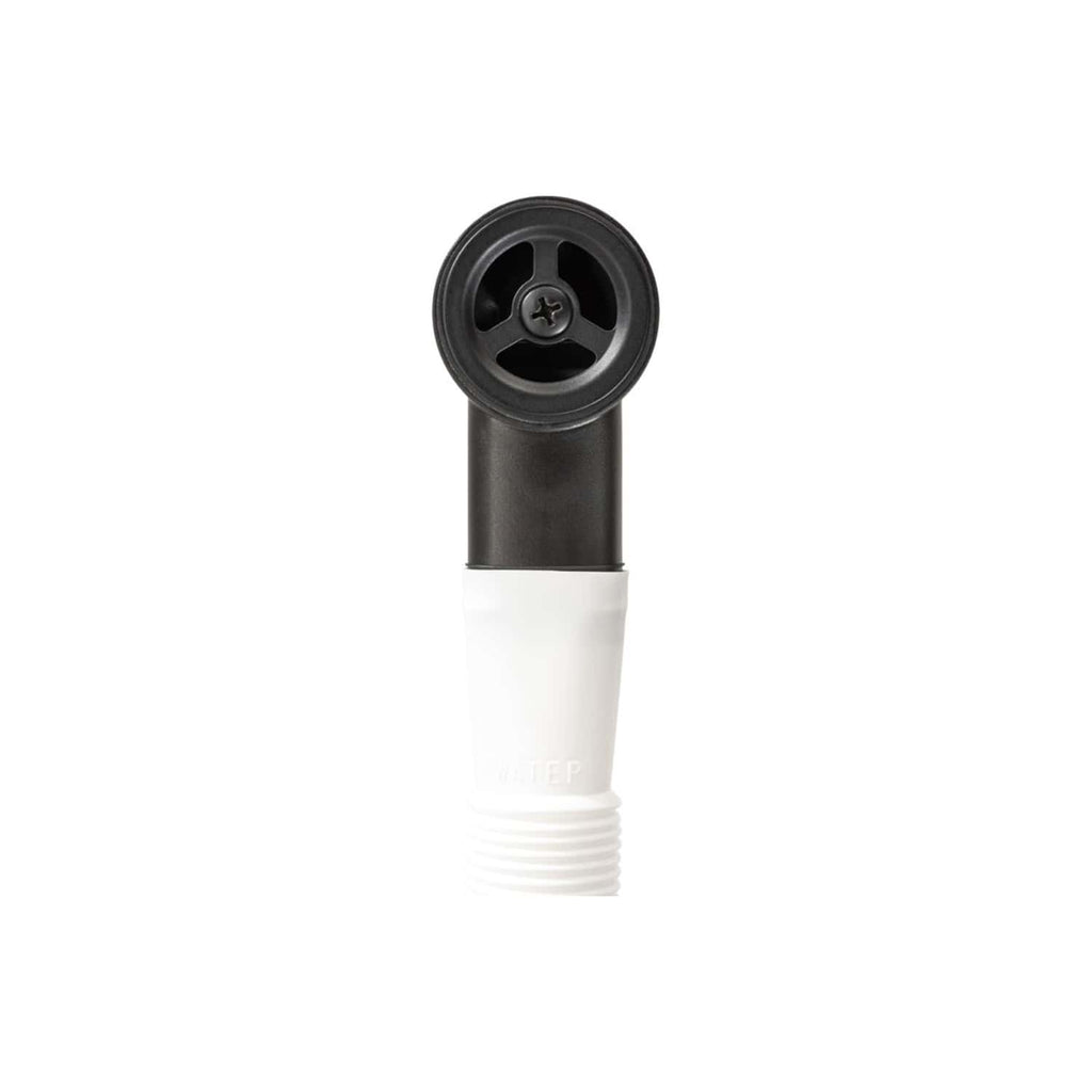 Black and white bubly bathtub drain stopper with a circular design and adjustable screw mechanism. Perfect for modern bathroom fittings and ensuring a watertight seal in bathtubs.