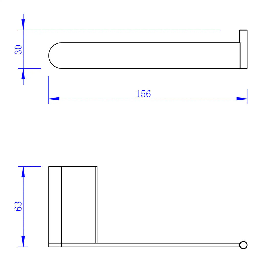 Premium bathroom grab bar with 156mm length, 30mm diameter, and sturdy wall mount, ideal for elderly or disabled bathroom safety enhancements.