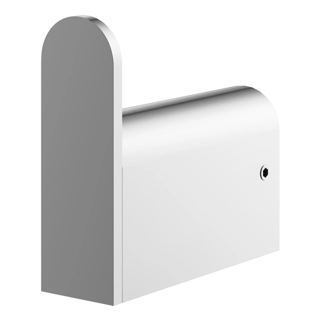 Sleek modern metal post box with curved top and secure lock, ideal for outdoor use and letter collection. Stylish design complements contemporary home or office exteriors.