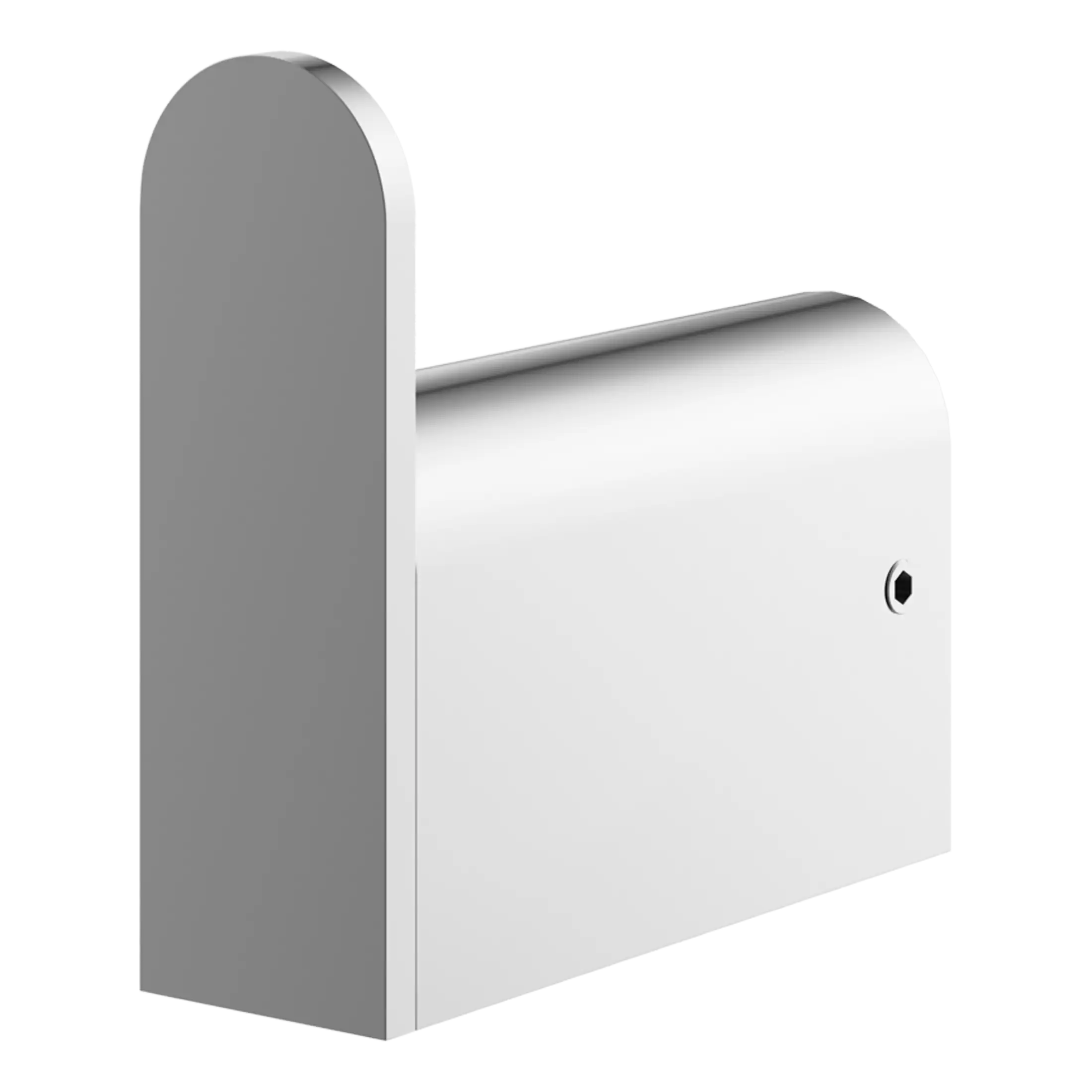 Sleek modern metal post box with curved top and secure lock, ideal for outdoor use and letter collection. Stylish design complements contemporary home or office exteriors.