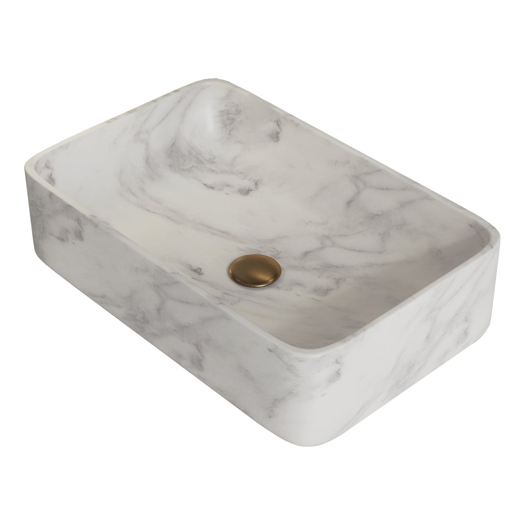 Scudo Venato Rectangular Carrara White 420mm Countertop Basin