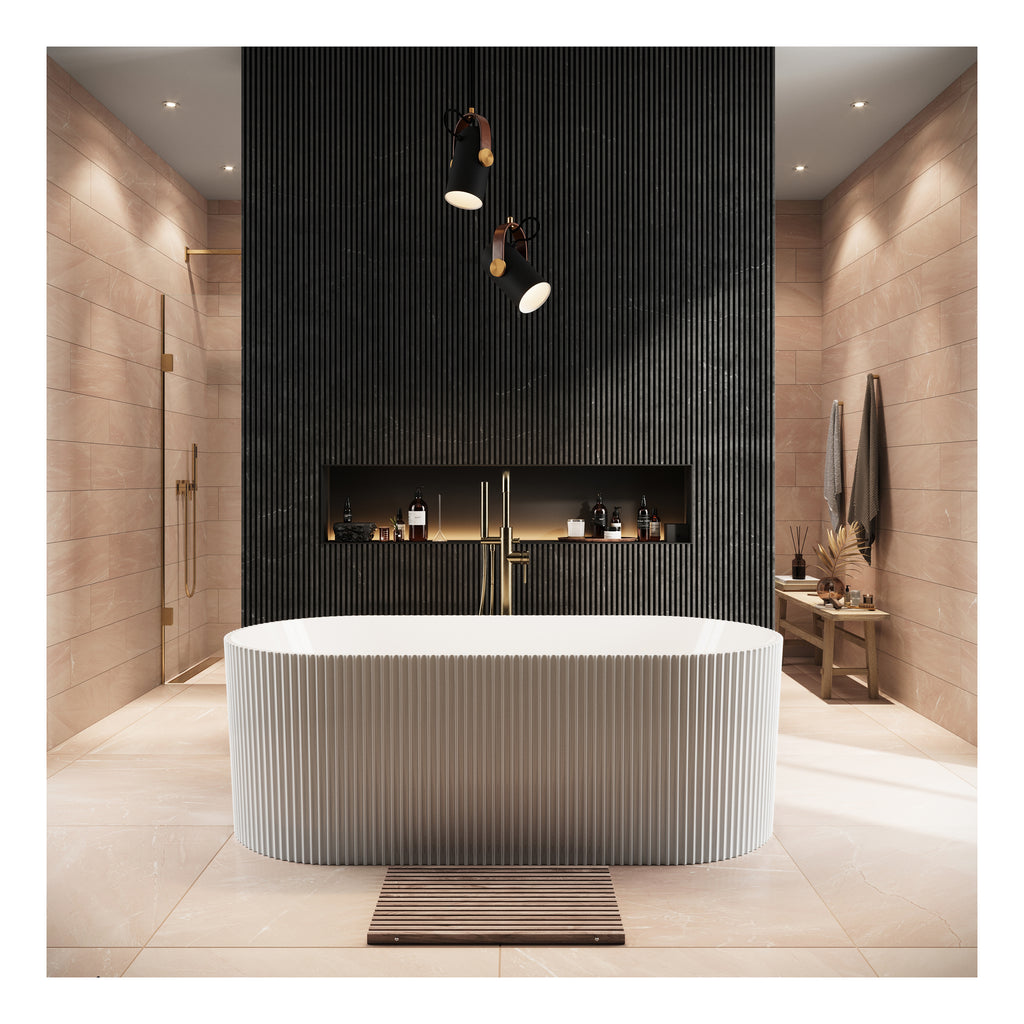 Scudo Labyrinth 1700mm x 800mm White Freestanding Bath - lifestyle