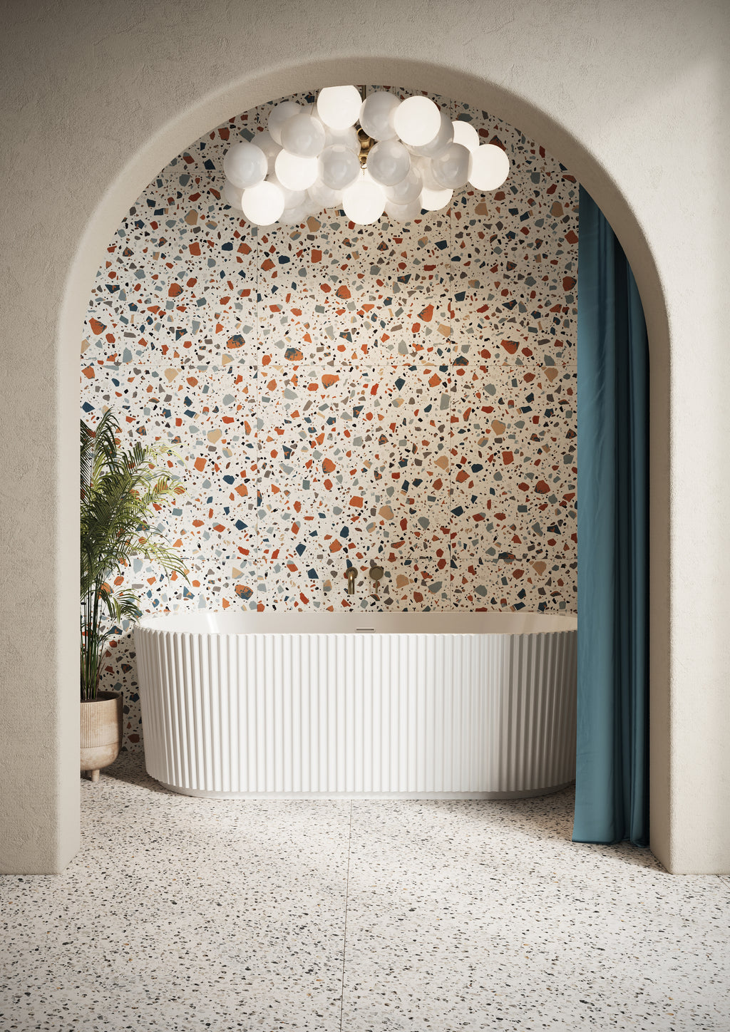 Scudo Labyrinth 1700mm x 800mm White Back to Wall Bath - lifestyle