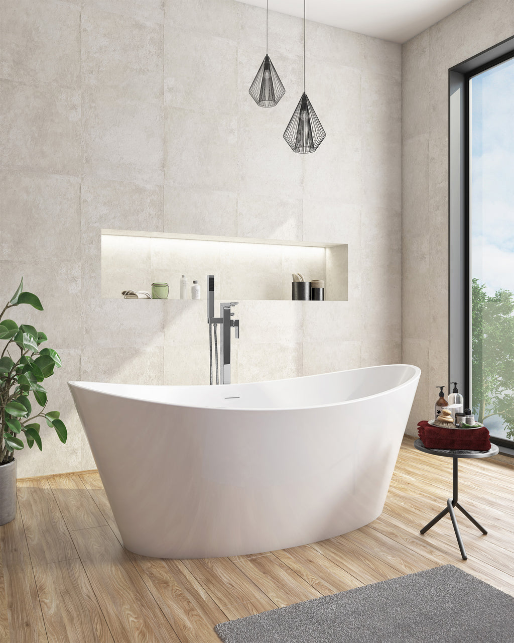 Scudo Aruba Double Ended Freestanding Bath - 1700mm x 800mm - White - lifestyle