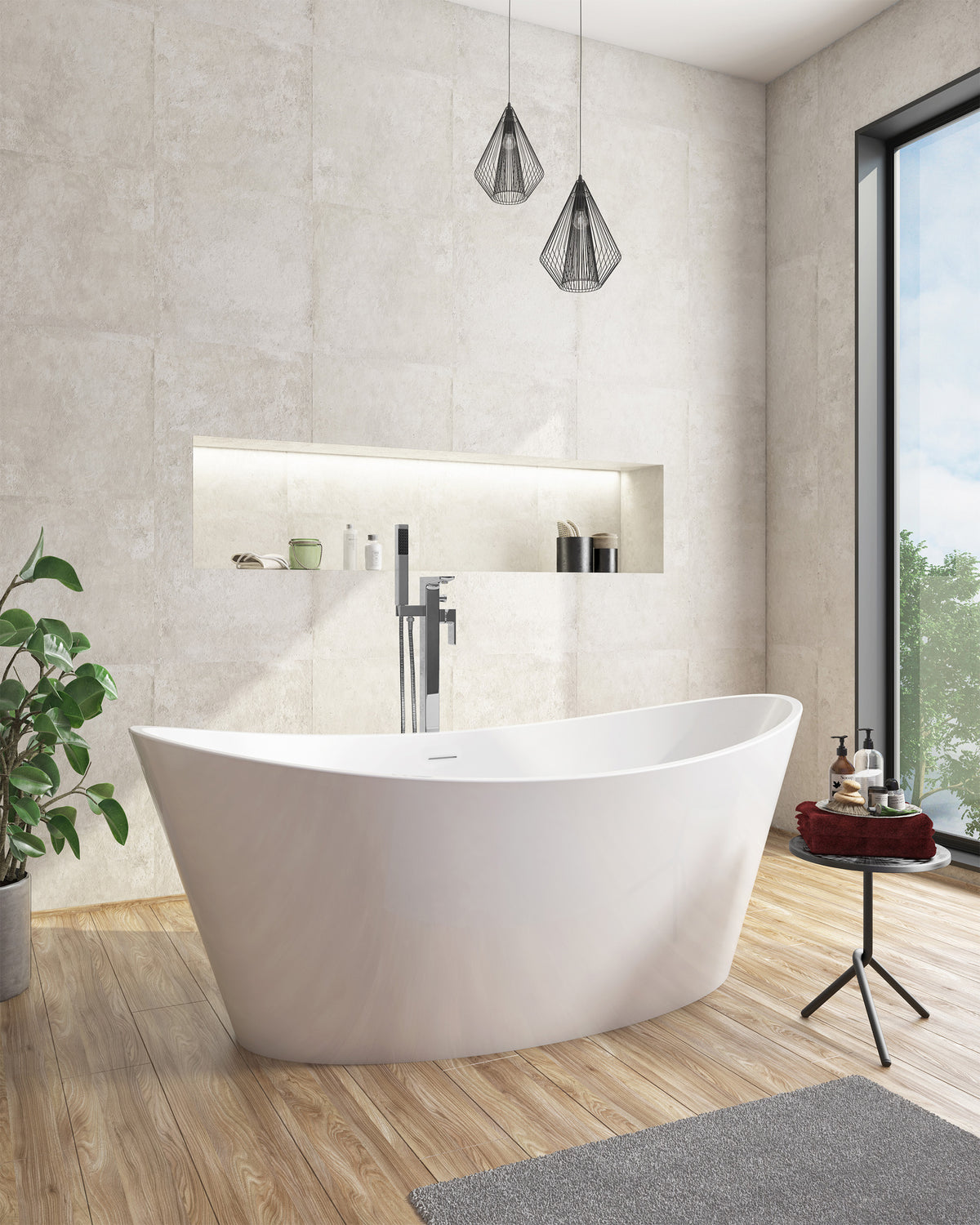 Scudo Aruba Double Ended Freestanding Bath - 1700mm x 800mm - White - lifestyle