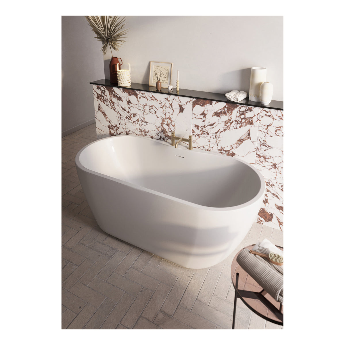 Scudo Onyx Double Ended Freestanding Bath - 1655mm x 750mm - White - lifestyle