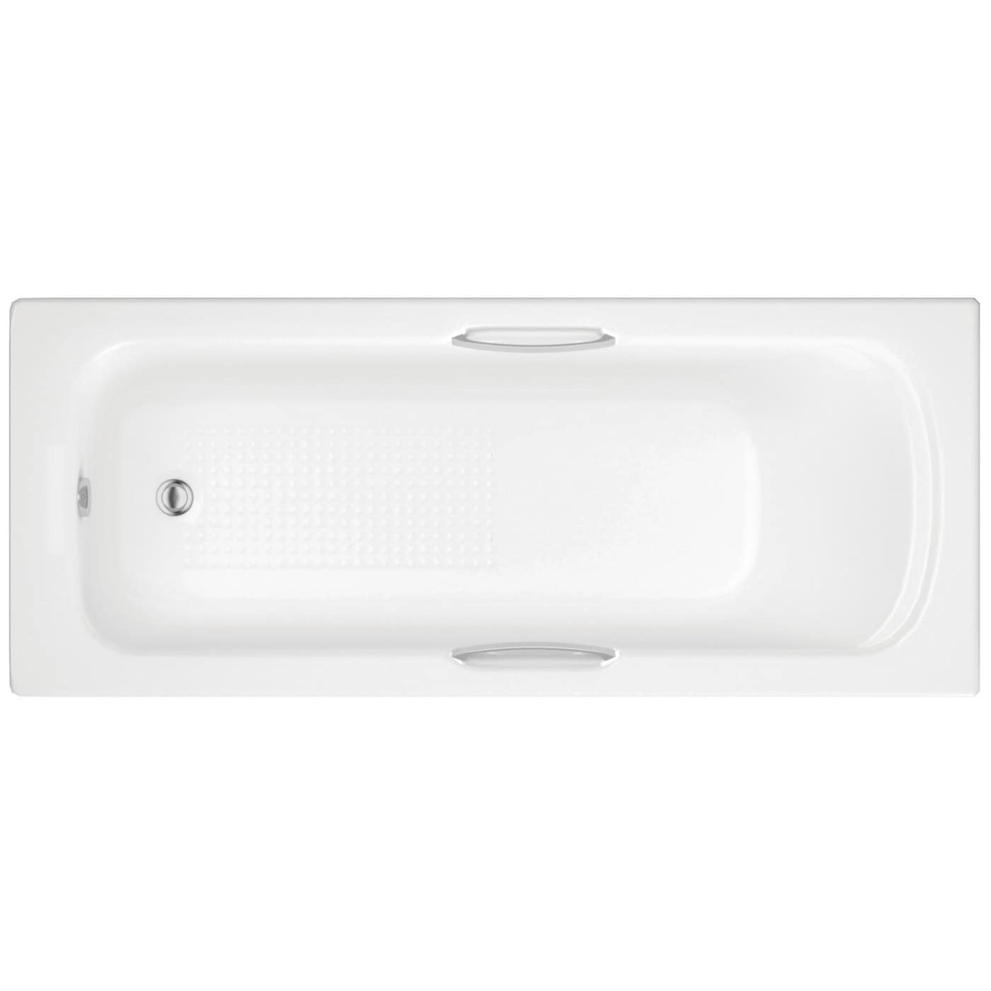 Modern white bathtub featuring ergonomic design and anti-slip textured base for safety, ideal for luxury bathroom renovation and contemporary bathroom styles.