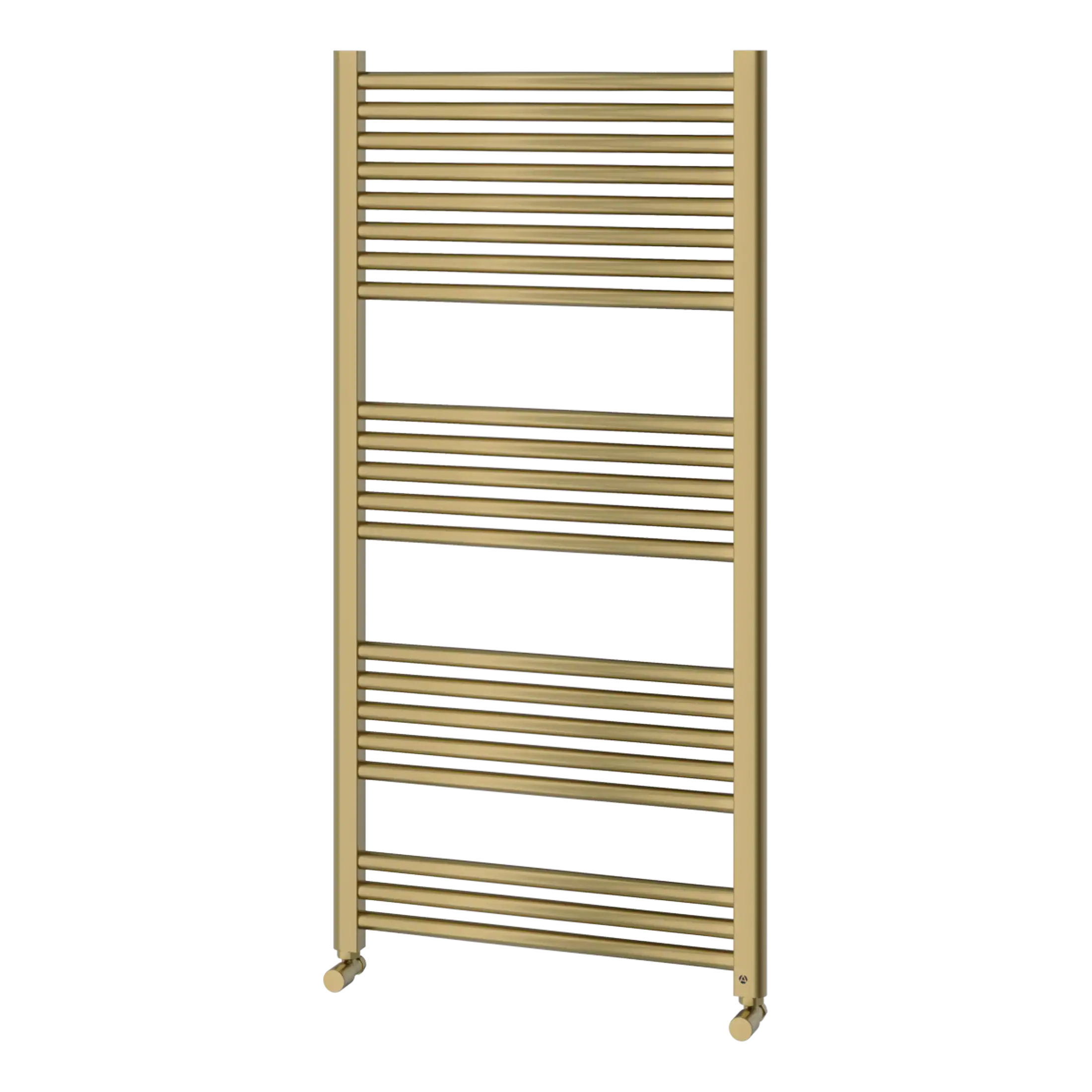 Stylish brass towel radiator with a modern design, ideal for heating bathrooms and adding contemporary decor. Perfect for towel drying and enhancing bathroom aesthetics.