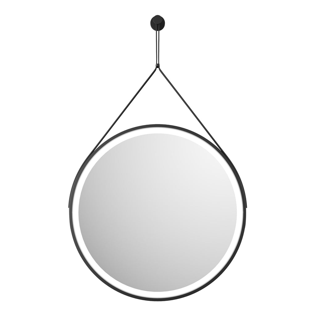 Scudo Belini Round Led Hanging Mirror - 600mm Wide - Matt Black