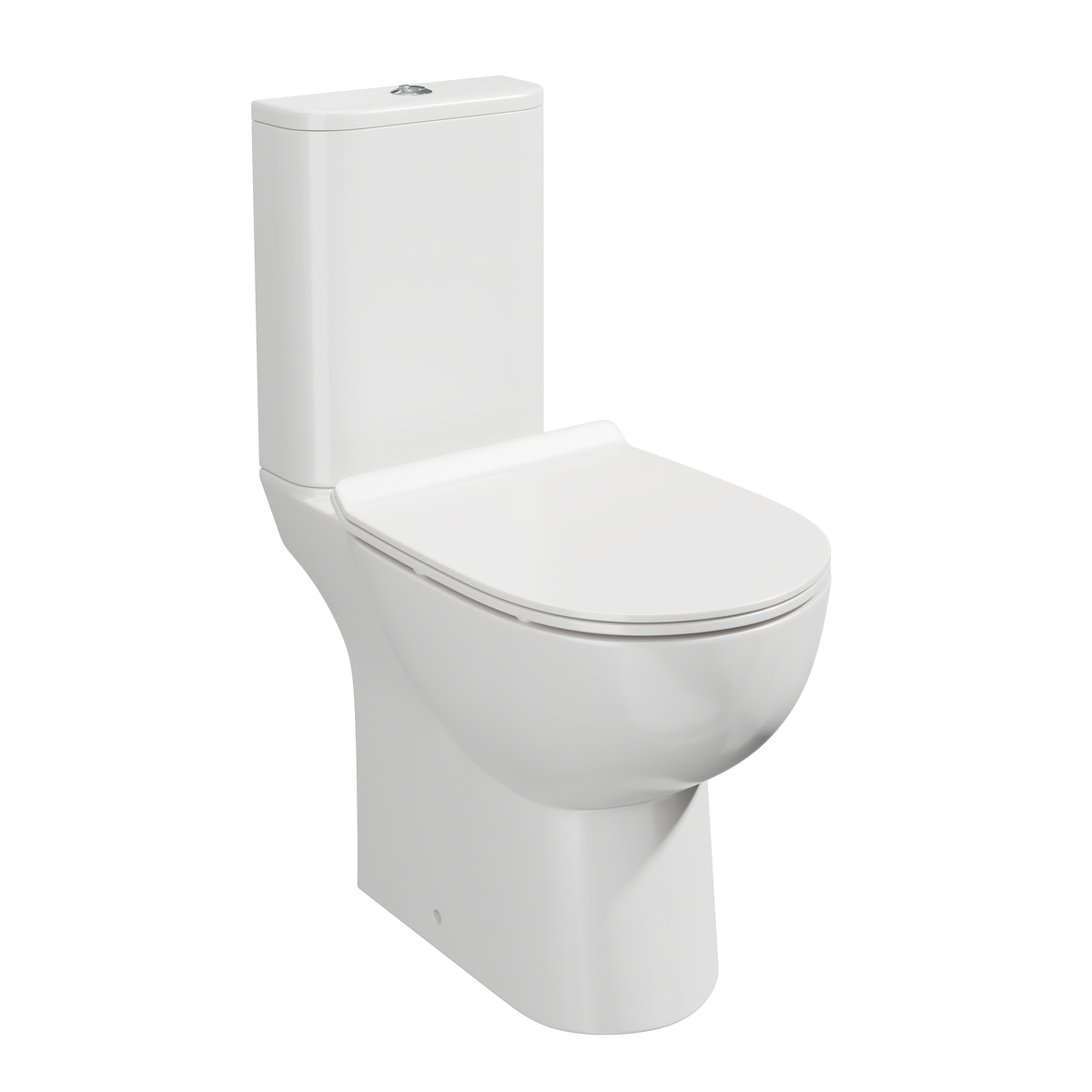 Scudo Belini Rimless Open Back Close Coupled Toilet With Cistern and Slim Soft Close Seat - White