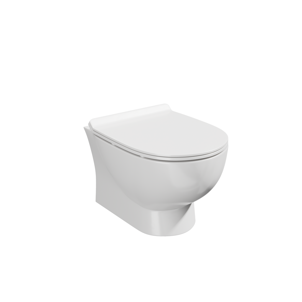 Scudo Belini Rimless Wall hung Toilet With Wrap Over Soft Close Seat - White - White