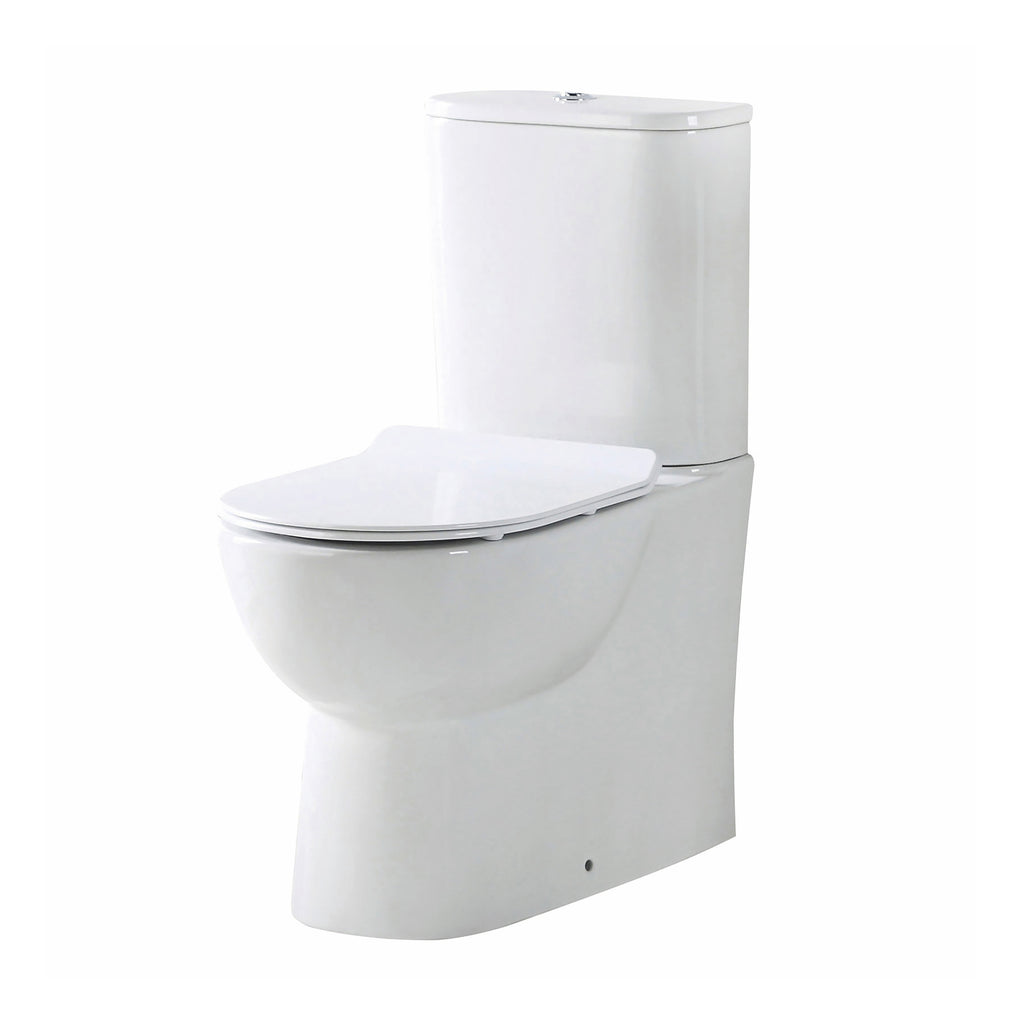 Scudo Belini Rimless Close Coupled Toilet With Cistern and Wrap Over Soft Close Seat - White