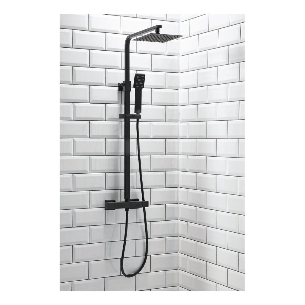 Scudo Lunar Square Rigid Riser Shower Kit, Matt Black