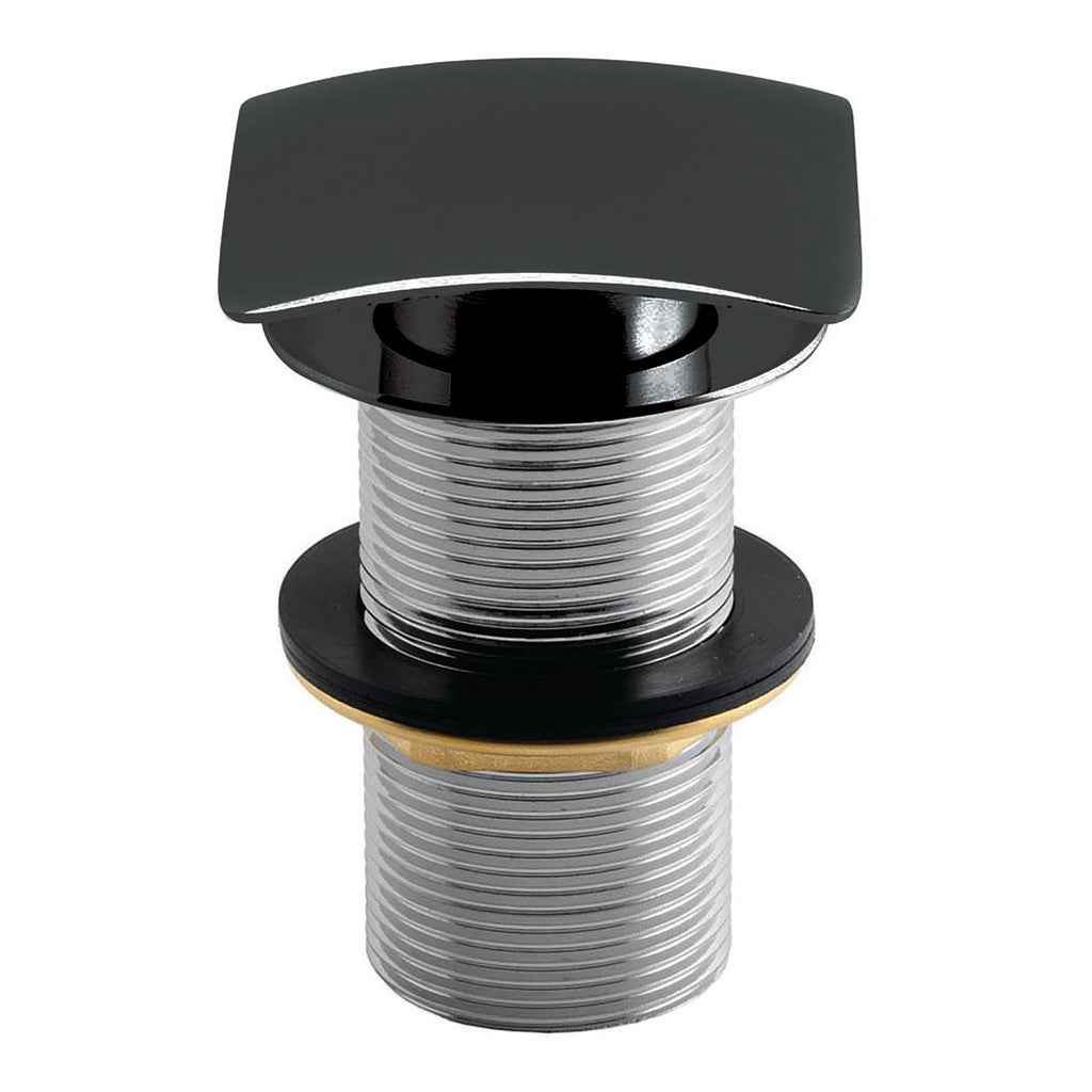 Scudo Square Unslotted Sprung Basin Waste - Matte Black
