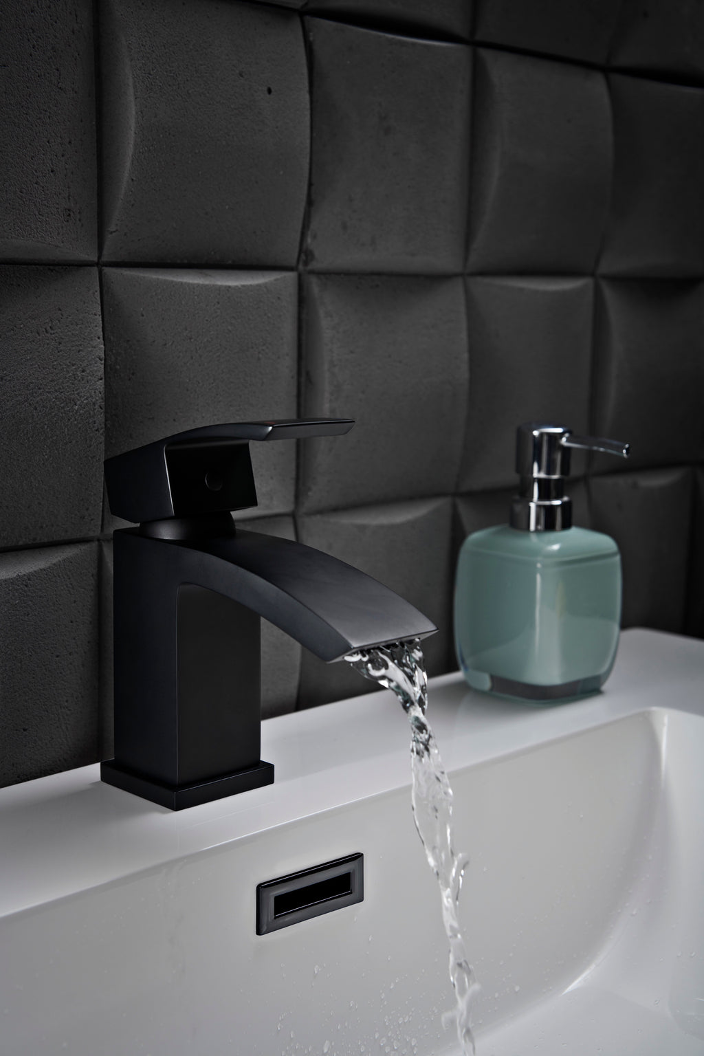 Scudo Descent Mini Mono Basin Mixer Tap Push Waste - Matt Black - lifestyle