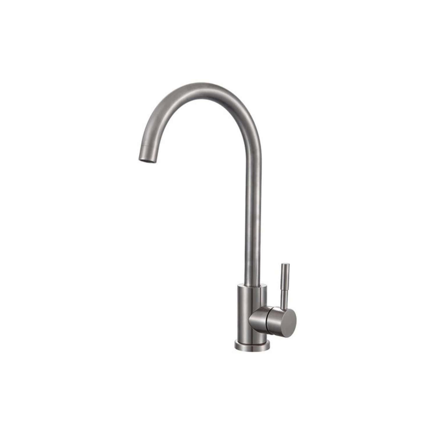 Sleek stainless steel kitchen tap with high arc spout and single lever control, ideal for modern Bubly bathrooms and kitchens, ensuring functionality and contemporary style.