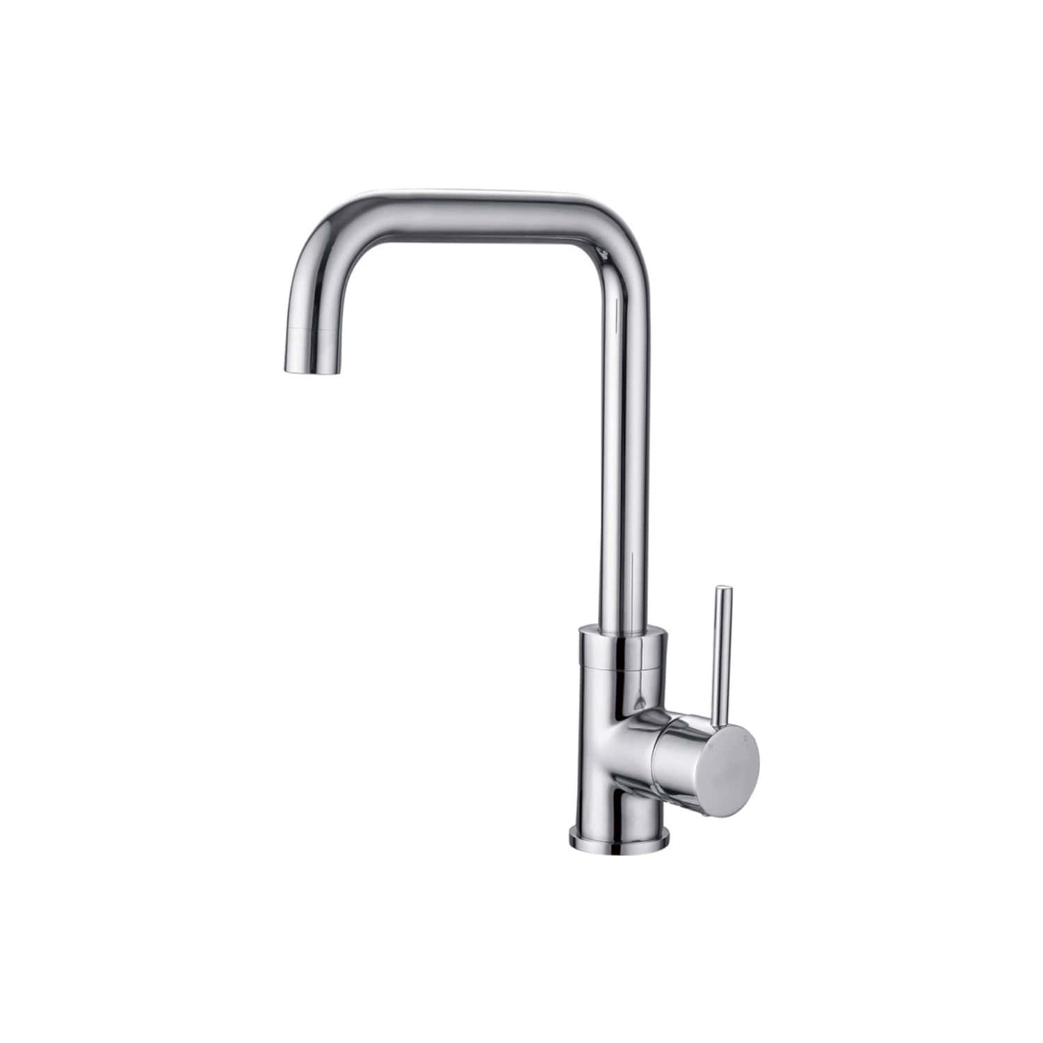 High-quality stainless steel kitchen tap with a modern design for stylish and functional bathrooms or kitchens. Smooth chrome finish, single lever control, and tall spout for easy use.