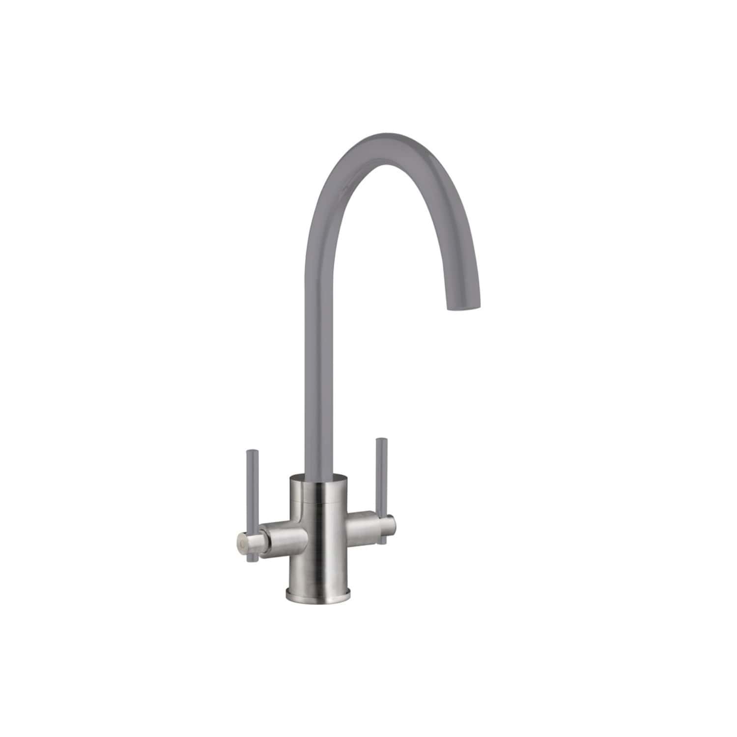 High-quality stainless steel kitchen tap with a sleek curved spout, ideal for modern and contemporary bathroom or kitchen installations. Durable and stylish design by Bubly Bathrooms.