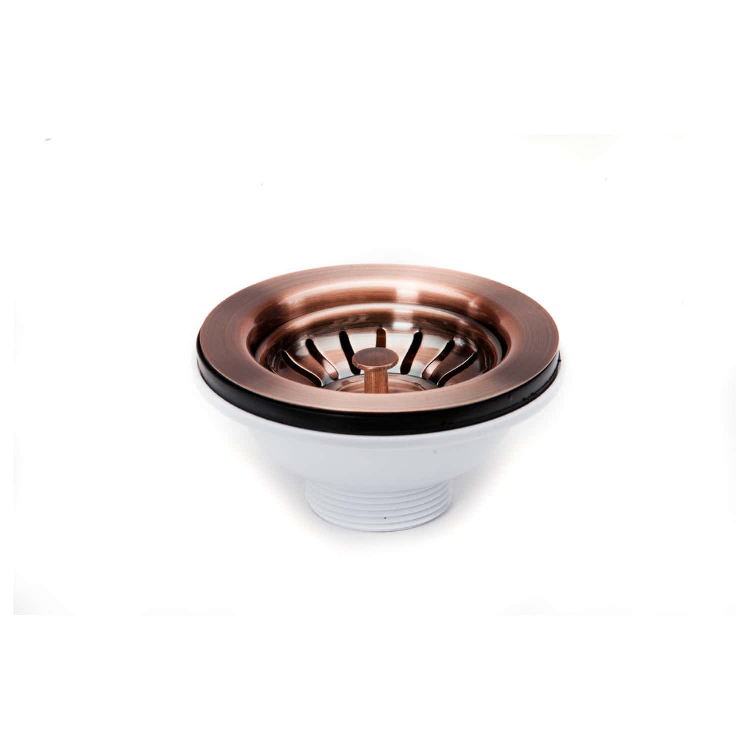 Shower drain trap with copper and stainless steel finish, suitable for modern bathroom plumbing. Durable and corrosion-resistant, ideal for efficient water flow in bubly bathrooms.