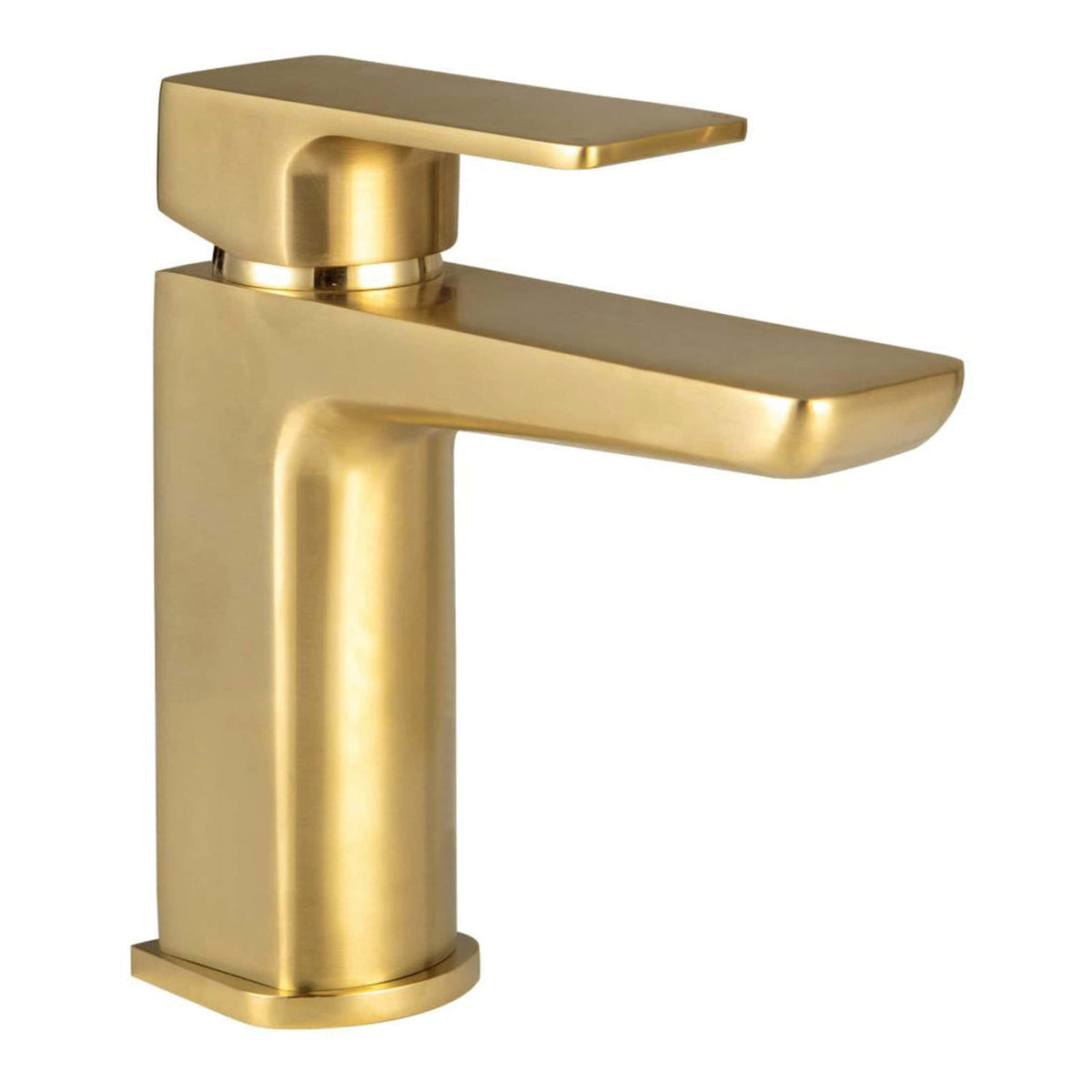 Sleek modern gold bathroom sink tap with a minimalist design, ideal for contemporary bathroom decor, offering durability and style.