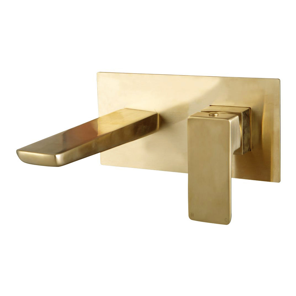 Scudo Muro Wall Mounted Bath Mixer Tap, Brushed Brass
