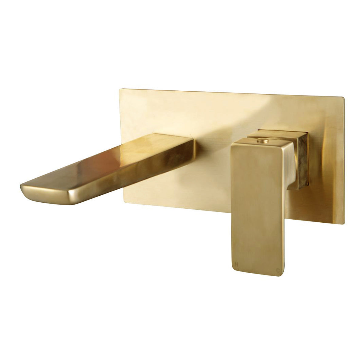 Scudo Muro Wall Mounted Bath Mixer Tap, Brushed Brass