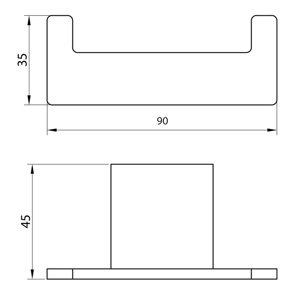 Scudo Roma Brushed Brass Robe Hook - technical drawing with dimensions