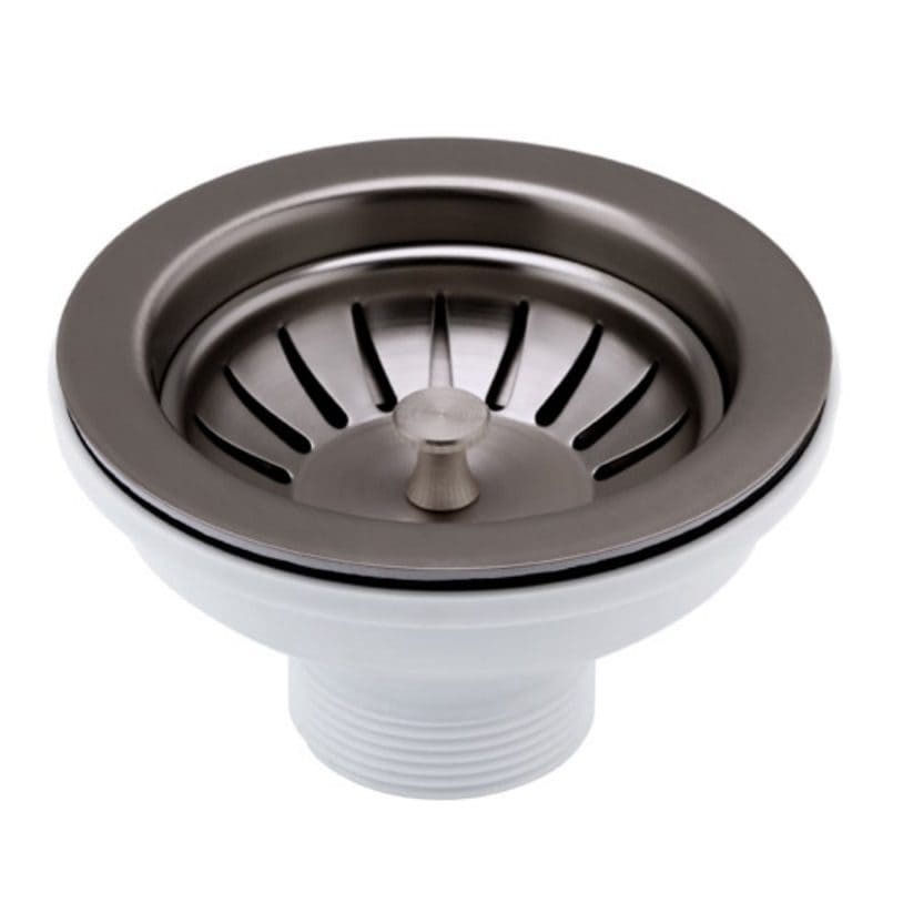 Stainless steel bathroom sink drain with a round grid strainer, ideal for modern bathroom plumbing. Suitable for shower or basin use, ensuring efficient drainage and leak prevention.