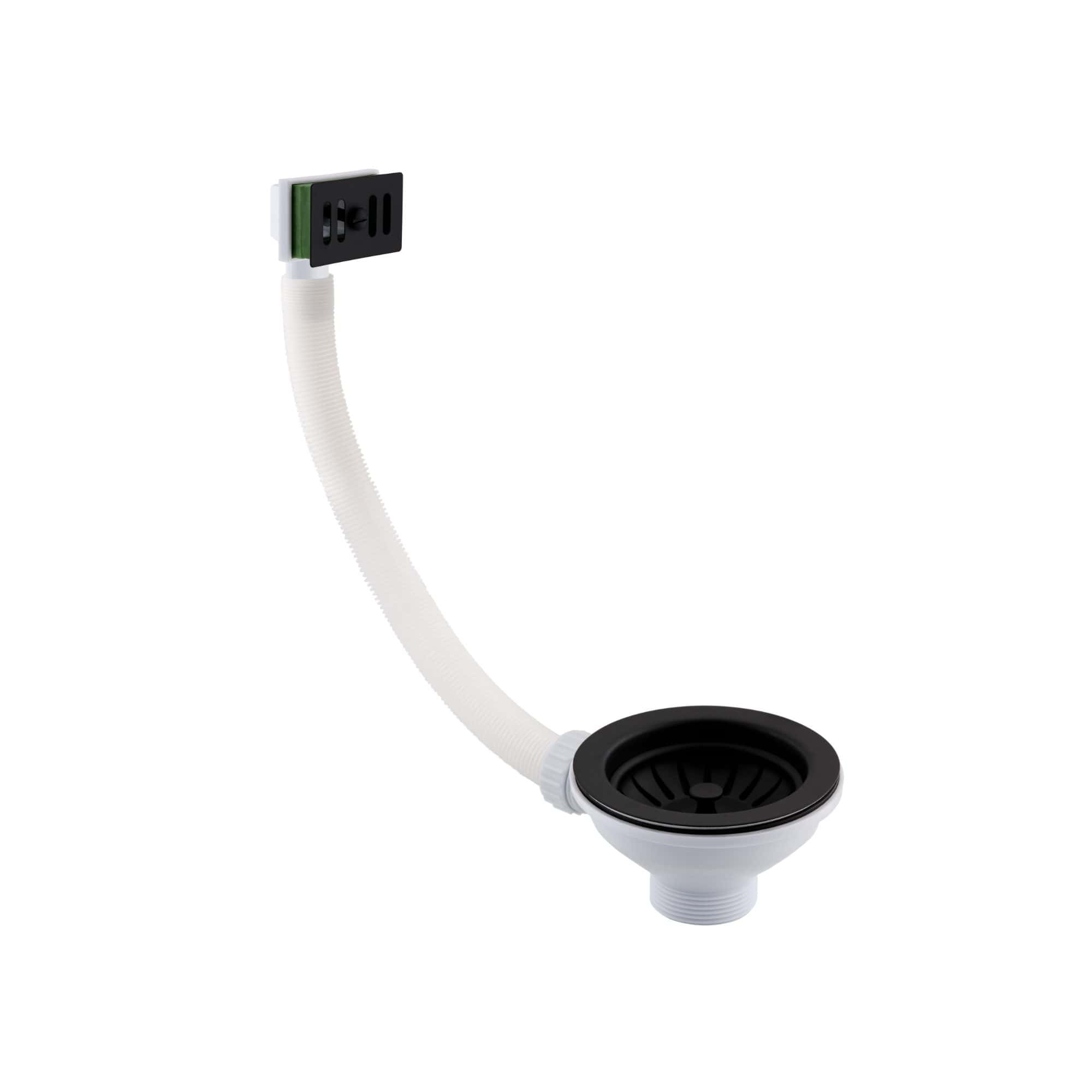 Flexible bathroom sink drain assembly with rubber seal for easy installation, compatible with various bathroom fixtures. Ideal for modern bathroom renovations and repairs.
