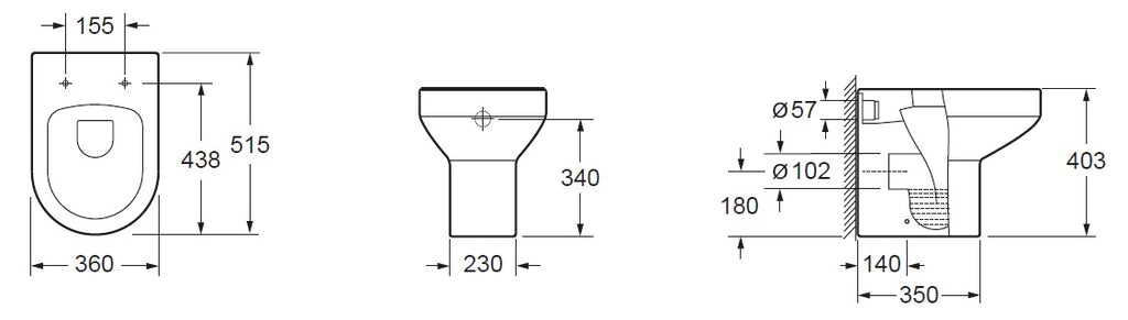 Scudo Spa Rimless Back To Wall Toilet With Wrap Over Seat