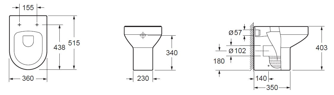Scudo Spa Rimless Back To Wall Toilet With Wrap Over Seat