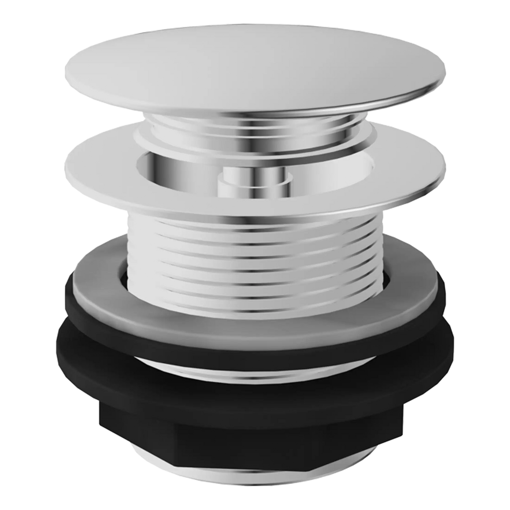 High-quality chrome and rubber adjustable bathroom sink waste plug with sealing ring, ideal for modern bathroom plumbing and drainage systems.