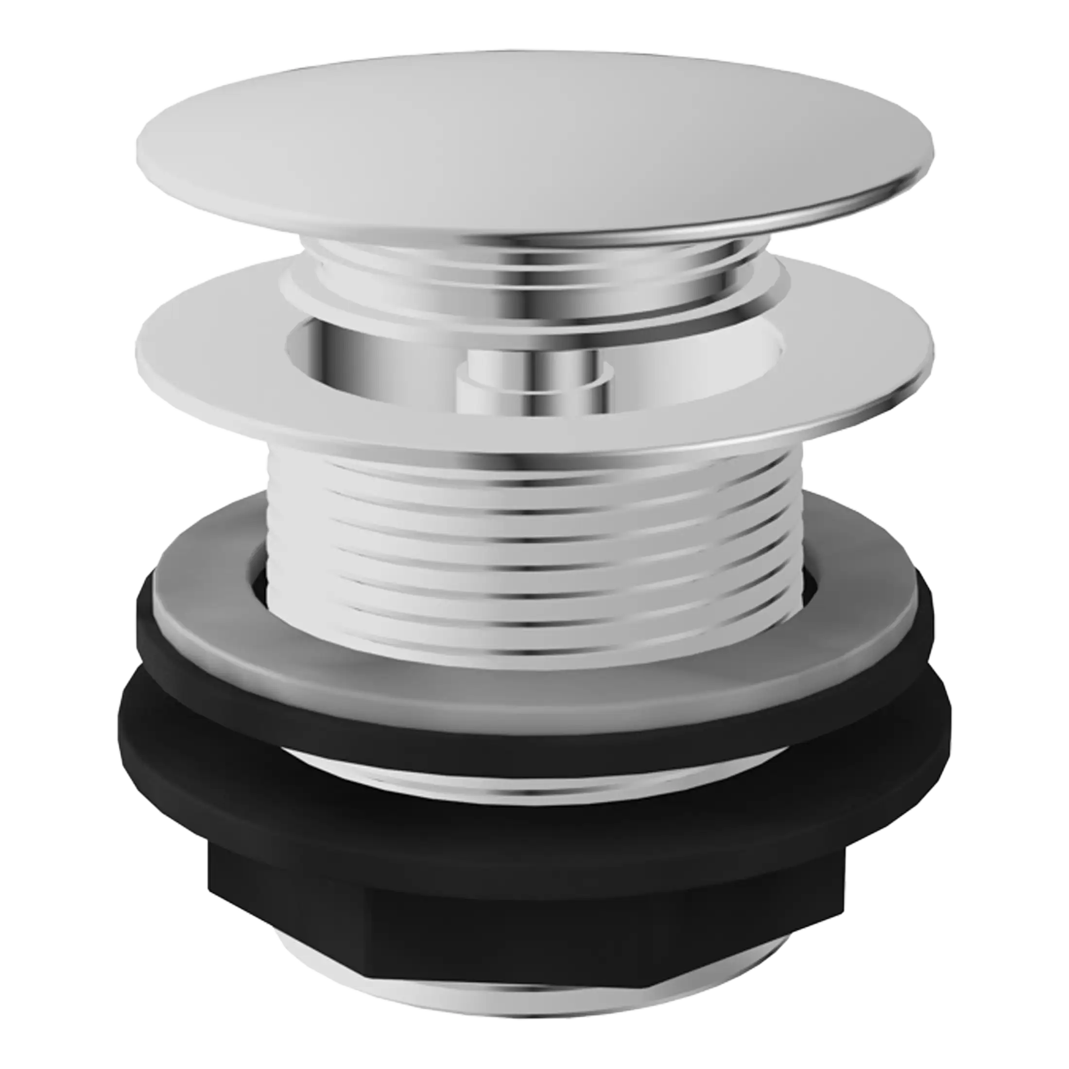 High-quality chrome and rubber adjustable bathroom sink waste plug with sealing ring, ideal for modern bathroom plumbing and drainage systems.