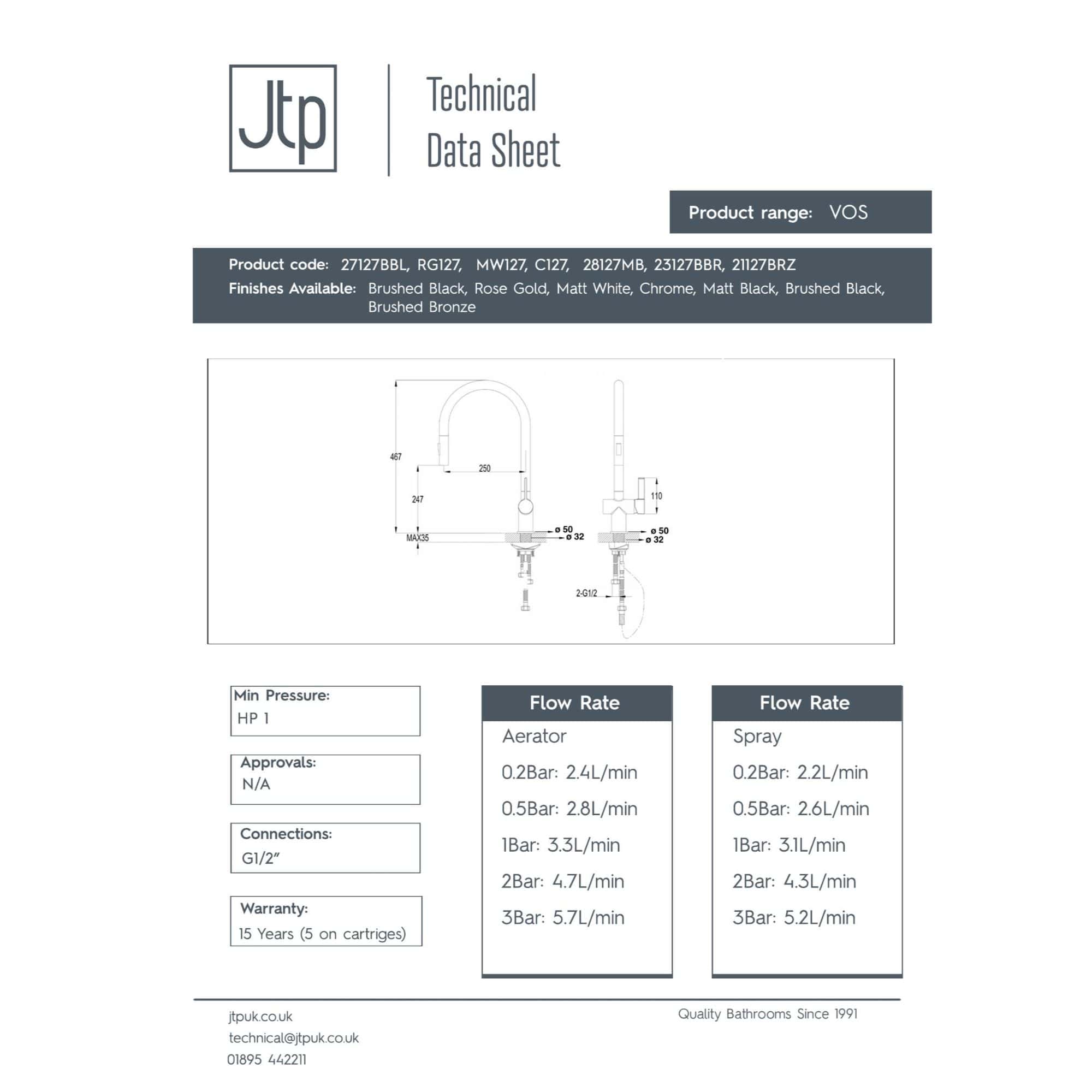 Chrome kitchen tap with high-arc spout and modern design, ideal for contemporary bathrooms, including technical specifications and installation details.