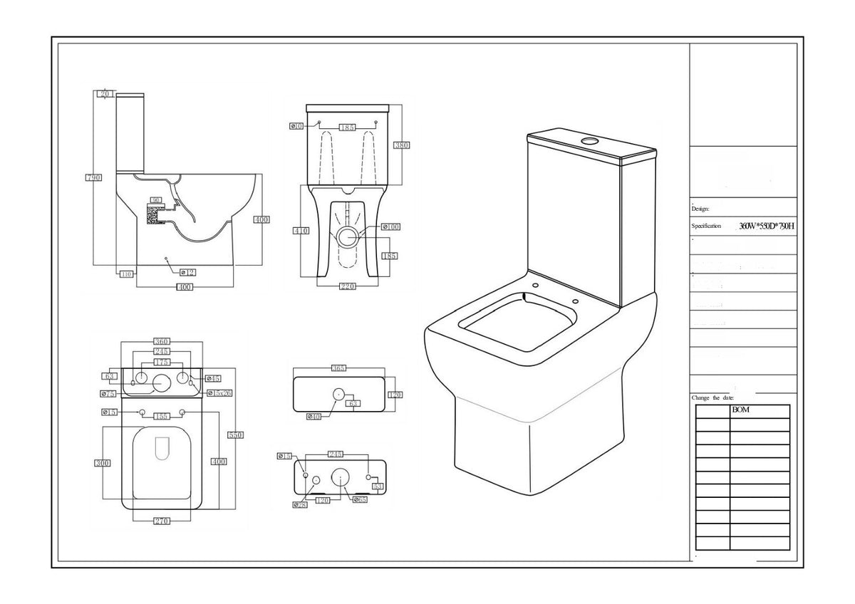Scudo Middleton Rimless Close Coupled Toilet With Cistern & Soft Close Seat