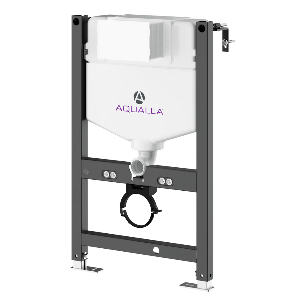 Modern Aquallla concealed toilet cistern with a sleek white design, ideal for contemporary bathroom renovations and high-efficiency flushing systems.