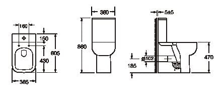 Scudo Choices Rimless Close Coupled Toilet With Cistern & Soft Close Seat