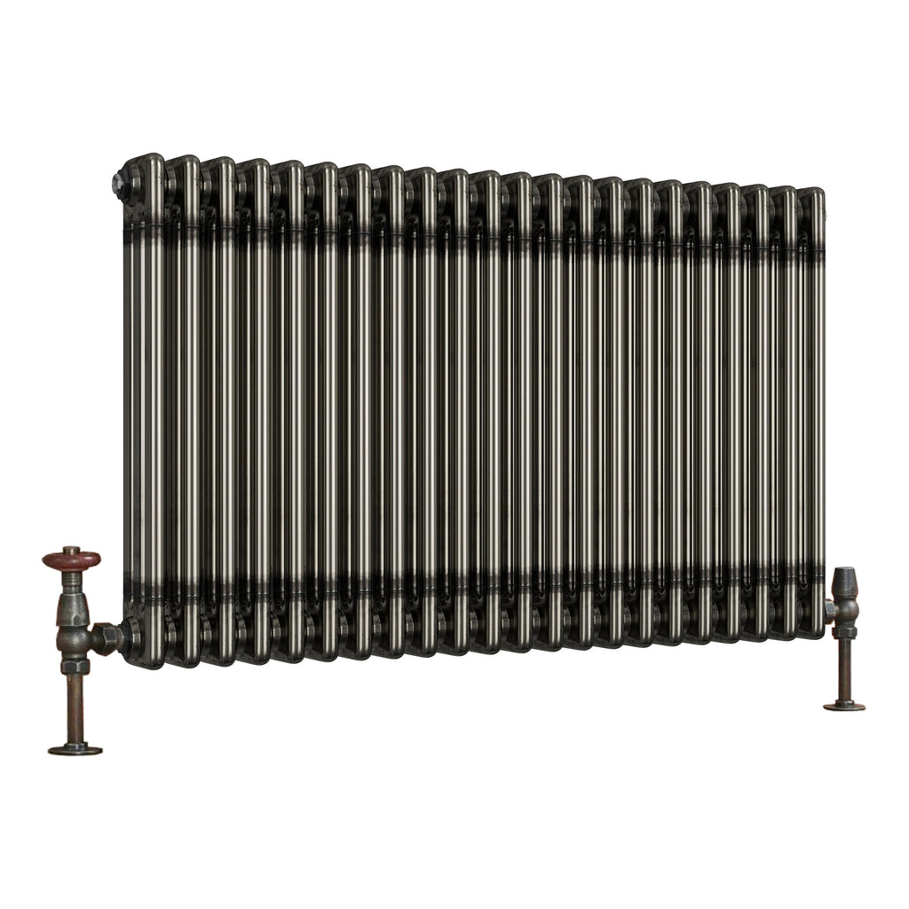 Scudo 3 Column Horizontal Raw Metal Designer Radiator, 600mm X 999mm