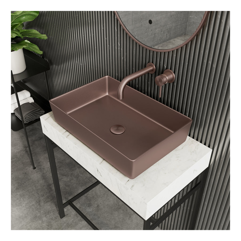 Scudo Core Brushed Bronze Countertop Basin – 520mm - lifestyle