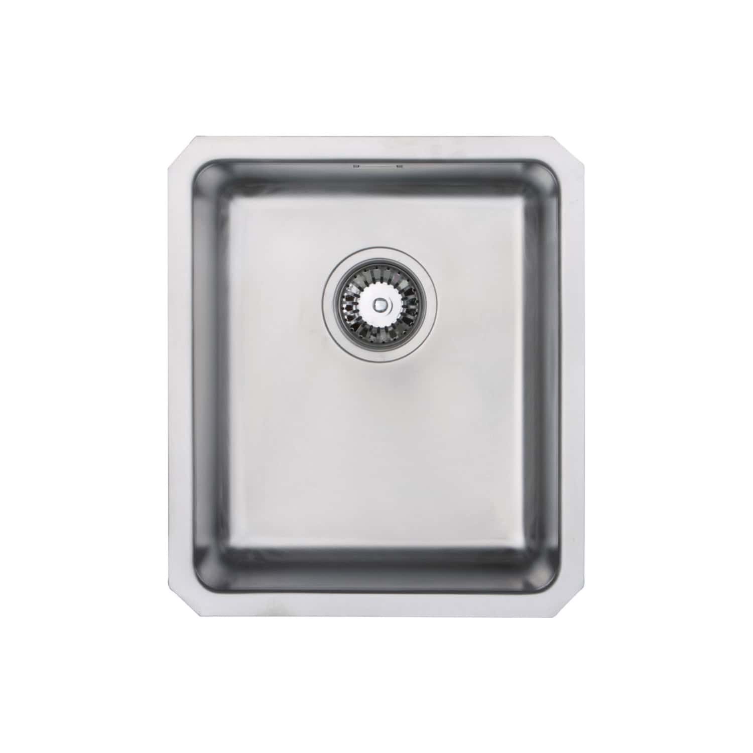 Stainless steel kitchen sink with square design, modern single bowl, durable finish, perfect for contemporary bathrooms and kitchens. Ideal for high-quality bathroom renovations.