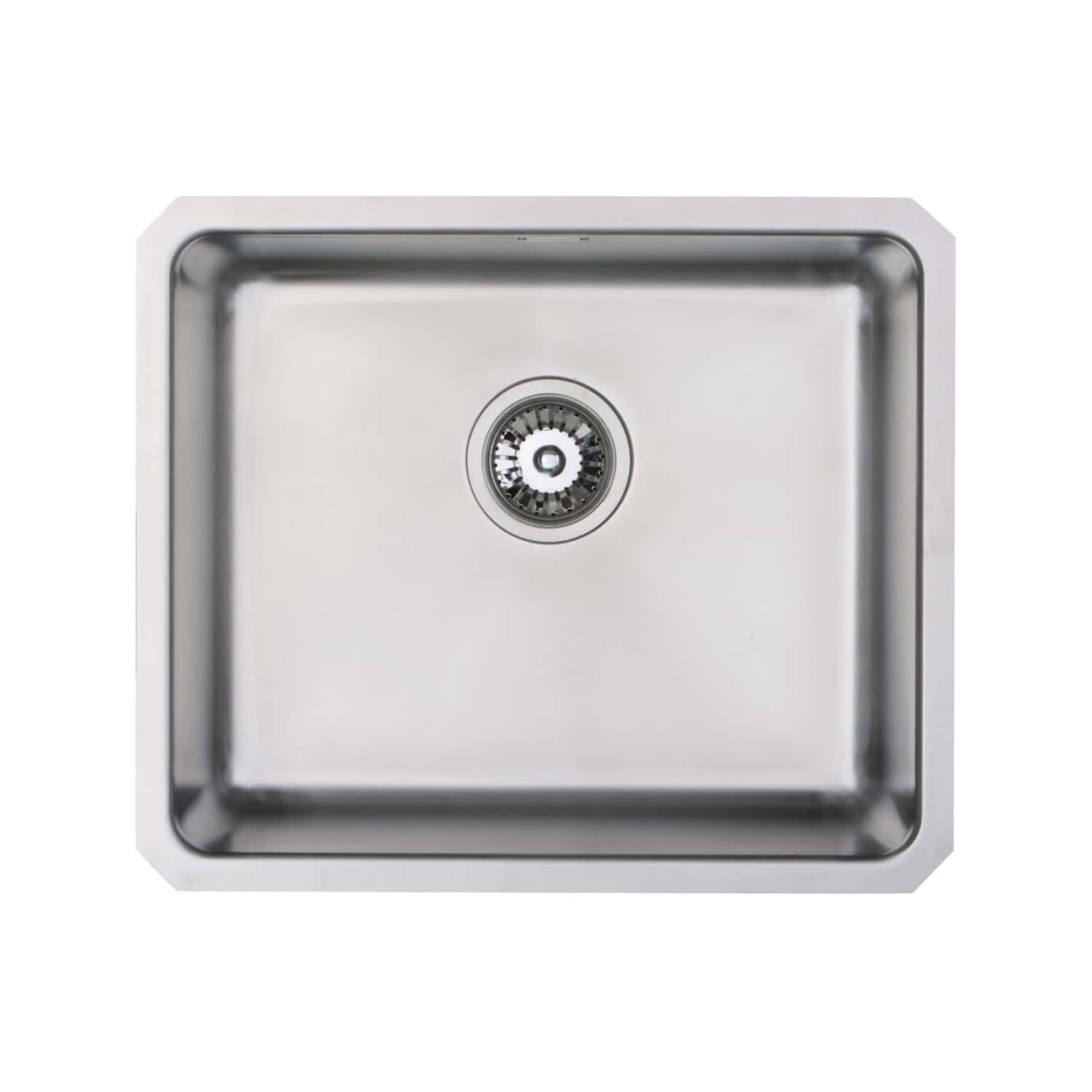 Stainless steel kitchen sink with modern design, durable and easy to clean, ideal for contemporary bathrooms or kitchens. Perfect for seamless integration into Bubly Bathrooms' premium fixtures.