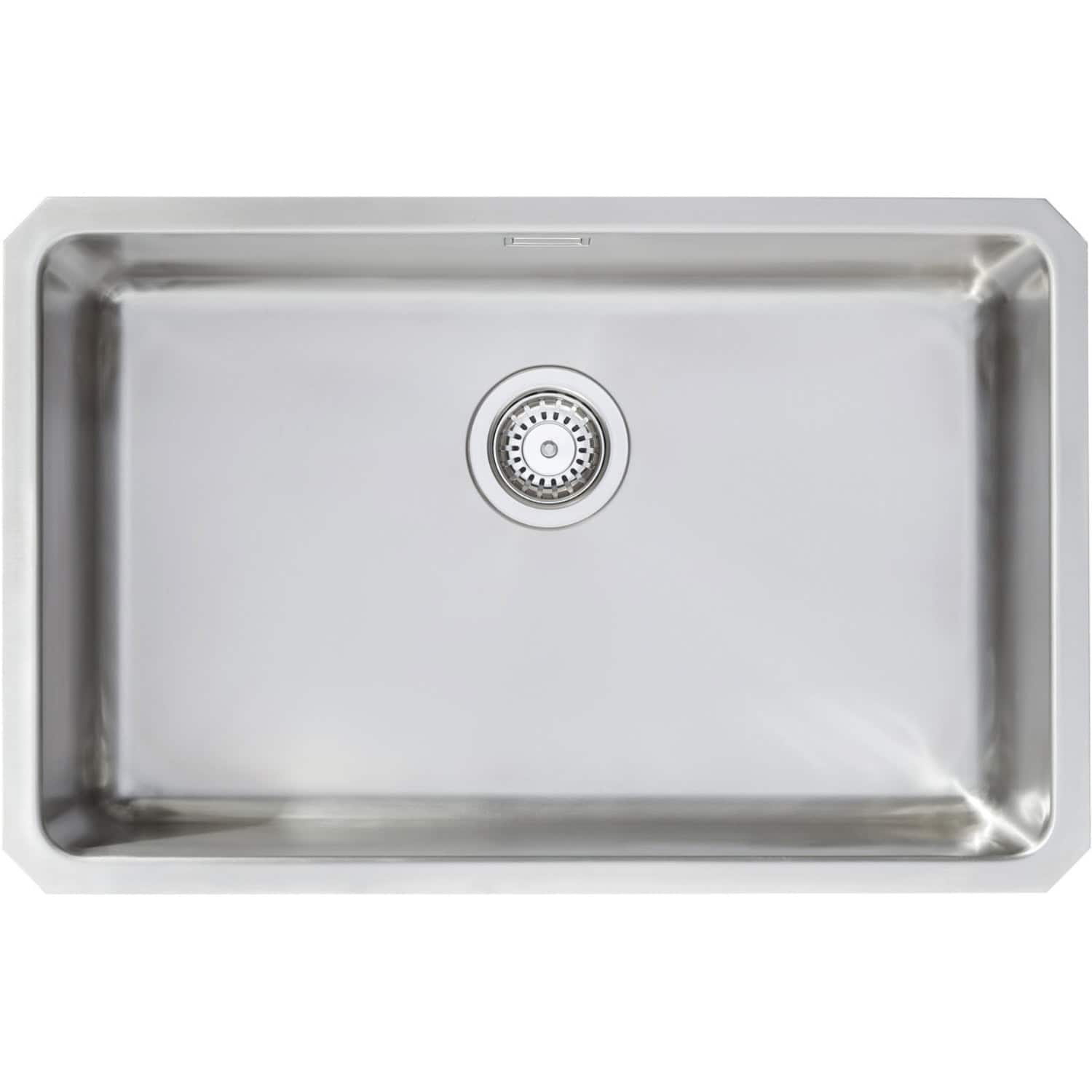 Stainless steel kitchen or bathroom sink with a modern, sleek design, ideal for contemporary home renovation projects, durable and easy to clean for a stylish look.