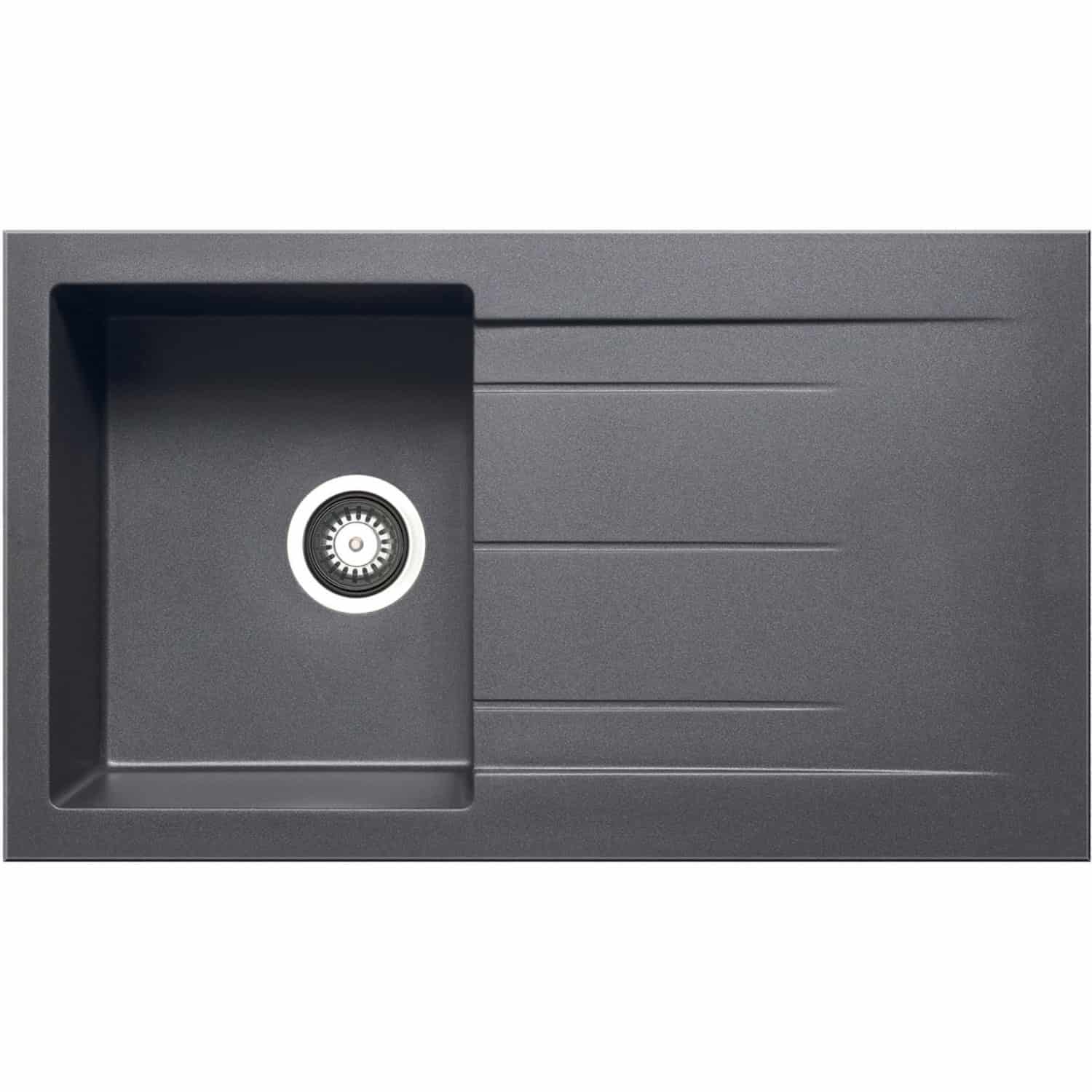 Sinks from Bubly Bathrooms featuring sleek grey composite design with integrated drainage, perfect for modern kitchens and laundry areas. Durable, easy-to-clean sink ideal for contemporary home renovations.