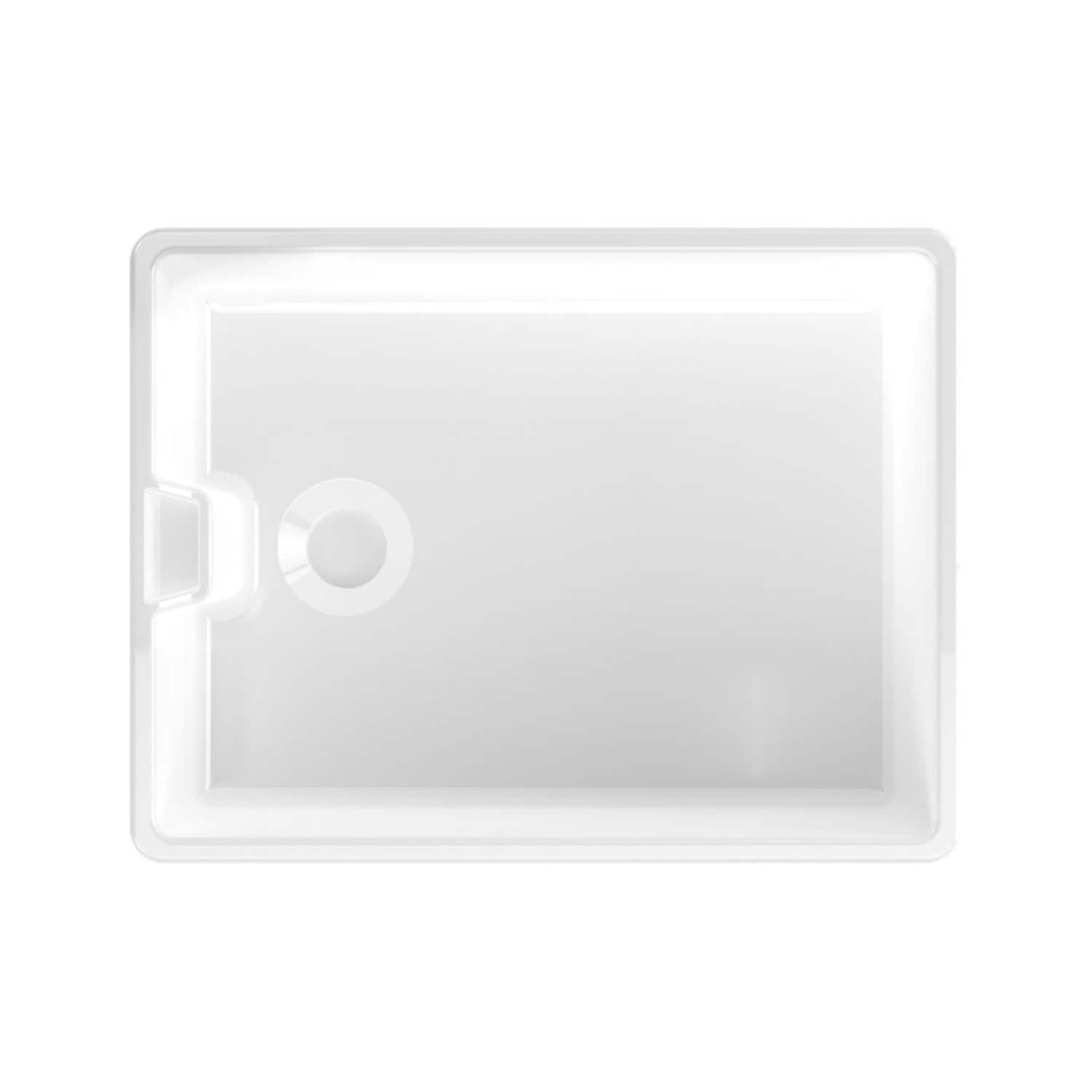 Light grey shower tray with a built-in drain and smooth edges, ideal for modern bathroom refurbishment, showcasing high-quality bathroom fixtures from Bubly Bathrooms.